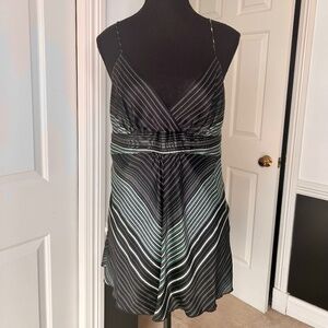 Kenneth Cole Reaction Black with Blue and White Pinstripes Cross Halter Top 8